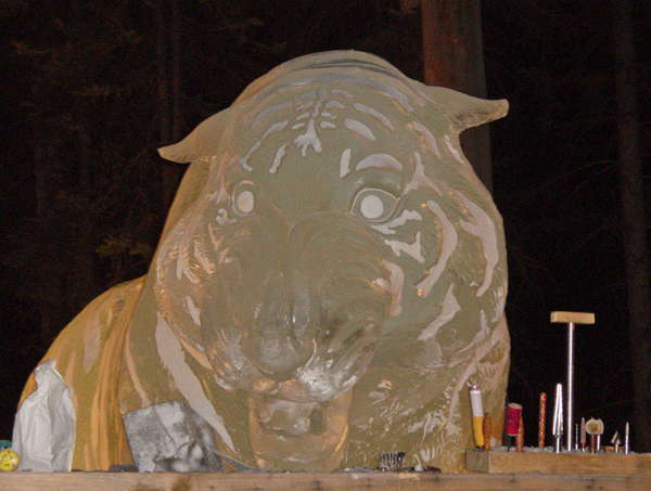 Brice and Brown ice sculpture_"A Rabbit’s View” Steve Brice’s tools.