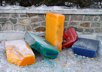 Colored ice blocks, R Todd King photographer, Harbin China Ice Lantern Festival 2005.