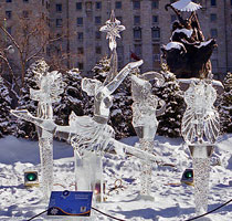  “Enchanted” for Winterlüde Ice Event in Ottawa, Canada 2001, First place, in-flight ballerina surrounded by her fairy muses inspired by a ballet dance book.